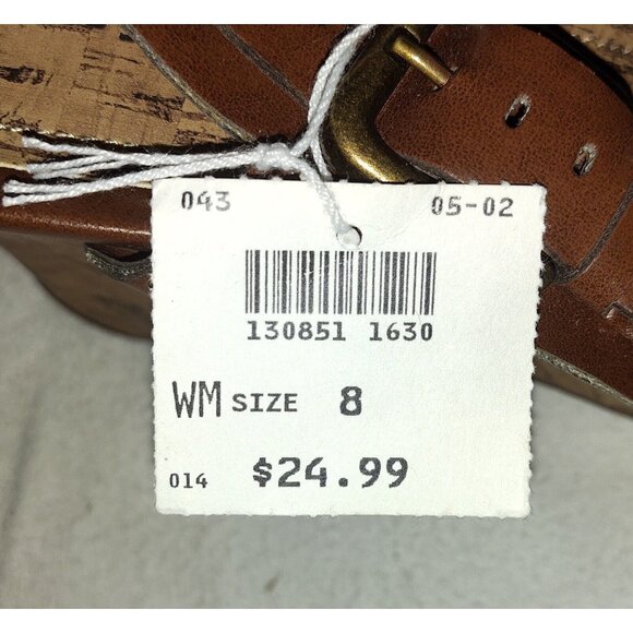 Montego Bay Club Wedge Sandals Size 8 Womens Dark Brown Open Toe Cork Slingback - Picture 2 of 6